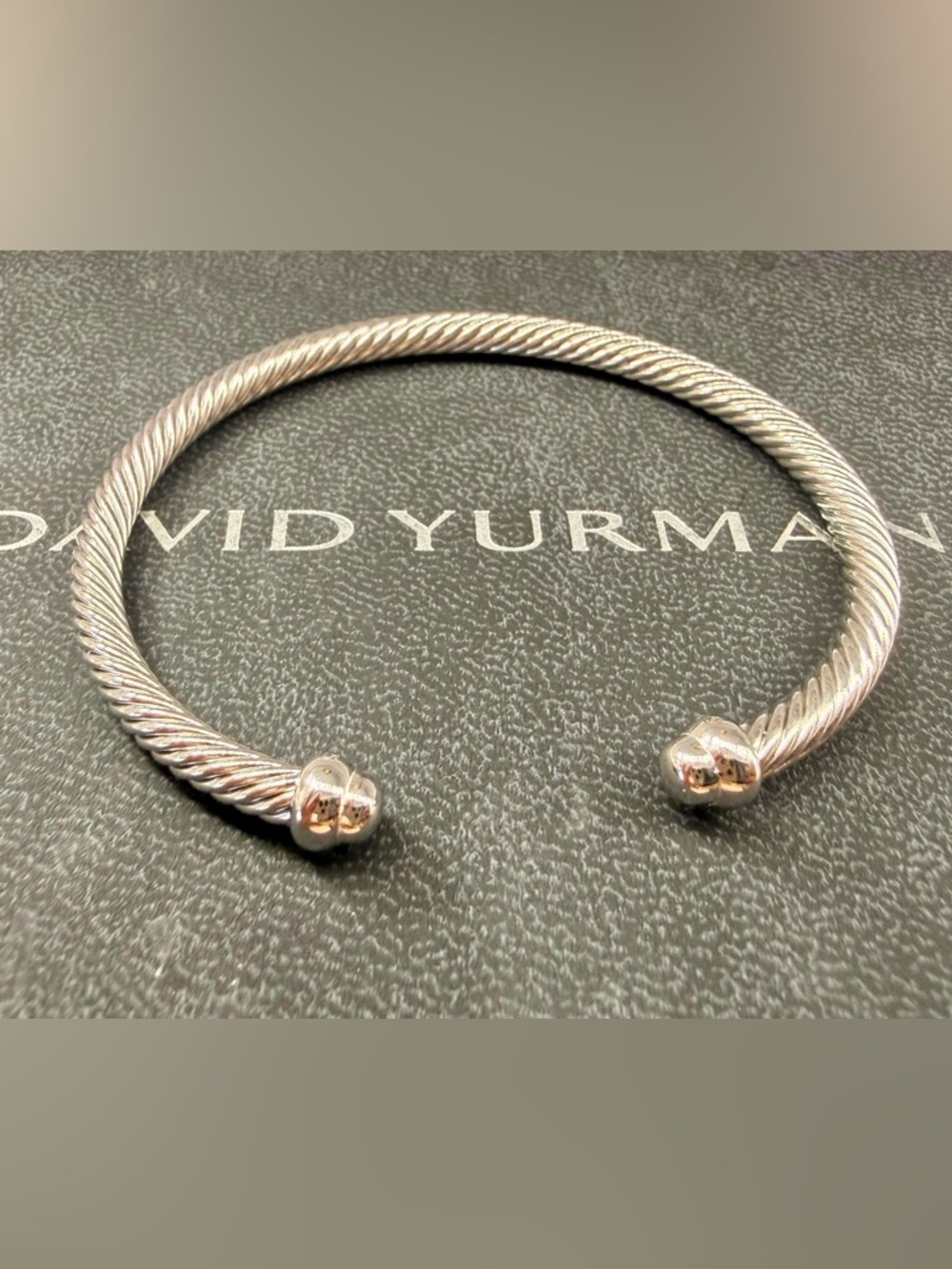David Yurman Silver Twisted Cable Open Cuff Bracelet